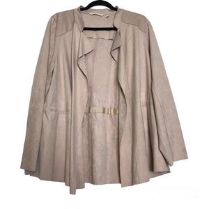Soft Surroundings Taupe Ultimate Ultra Soft Micro Suede Cardigan Women Sz L Boho